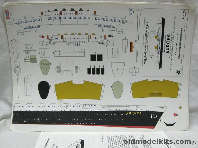 Wilhelmshaven 1/250 Europa (1953) Ocean Liner (ex-Kungsholm), 1050 plastic model kit